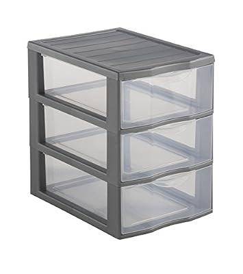 Sundis 4549002 Orgamix Mini Tour de Rangement Plastique Transparent/Argent 24,5 x 18,5 x 25,5 cm