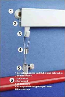 10 Gleithaken für Bilderschienen, weiß - 2