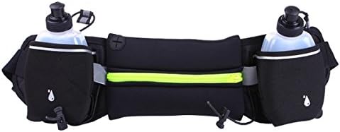 Hydration Belts Running Waist Packs - Waterproof Adjustable Runner Belt with 2*300ml Water Bottles and Headphone Hole Zipped Pockets Holds Fits iPhone 6 Plus, 6S, Samsung S6, S7 for Outdoor Sports