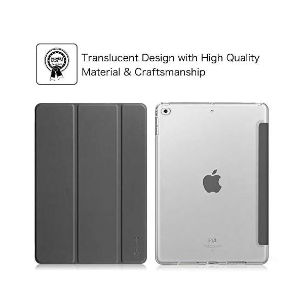 Fintie Funda para iPad 2018/2017 - Trasera Transparente Mate Carcasa Ligera con Función de Soporte y Auto-Reposo/Activación para iPad 5.ª / 6.ª Generación 9,7 Pulgadas, Gris Oscuro - Imagen 4