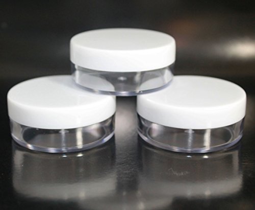3x 20mL EMPTY PLASTIC JARS POTS with WHITE SCREW LIDS For Cosmetics/Powder/Mineral Make Up/Blusher/Foundation