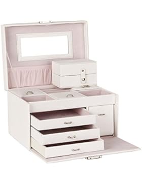 Schmuckkästen mit Minibox, 3 Schubladen und Spiegel Schmuckkoffer Schmukkasten Aufbewahrung Schmuckschatulle 26...