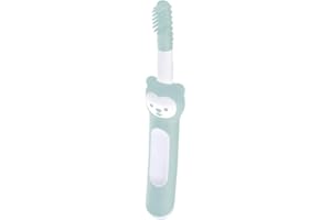 MAM Massaging Brush mit weichen Silikonborsten, gewöhnt Babys an die tägliche Zahnreinigung, Baby Zahnbürste zur Linderung von Zahnungsschmerzen, ab 3+ Monate, türkis, Türkis-massagekopf