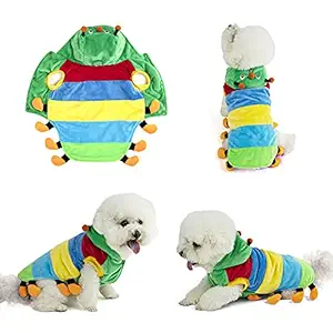 Yoption Green Caterpillar Insect Dog Cat Pet Costumes, Halloween Pet Puppy Cosplay Dress Hoodie Funny Clothes (L)