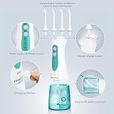 Water Flosser for Teeth,Cordless Portable Dental Oral Irrigator Rechargeable with 4 Jet Nozzles,a Tongue Scraper Cleaner and 3 Water Pressure,for Travel and Home Use
