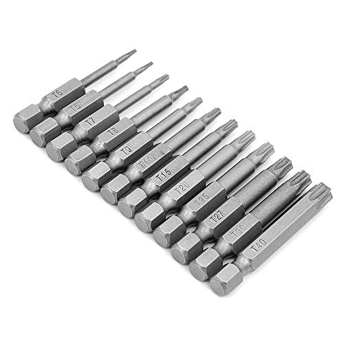 Subtop 12PCS 50mm cacciavite Torx bit set cacciavite elettrico ad aria, 1/4 Inch Hex Shank T5-T40 Hollow Torx Cacciavite Set di cacciaviti elettrici