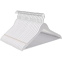 SONGMICS Lot de 100 Cintres en Bois d'érable avec rainures Couleur blanche 44,5 x 1,2 x 23 cm (L x l x h) CRW03W-100