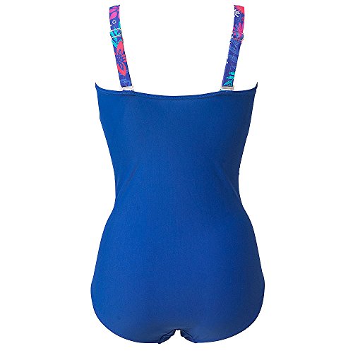 Beachcomber Ladies Cobalt Floral Draped Front Swimsuit - Cobalt - 12B/C