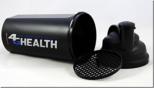 Doppelpack Eiweiß Shaker schwarz 4G Health + Schlagsieb – Eiweißshaker – Mixer – Cocktailshaker (schwarz, 2x 700ml) - 4