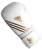 ADIDAS Hybrid Aero Tech Fight Training Punch Boxing Gloves - White/Gold - Size 12oz