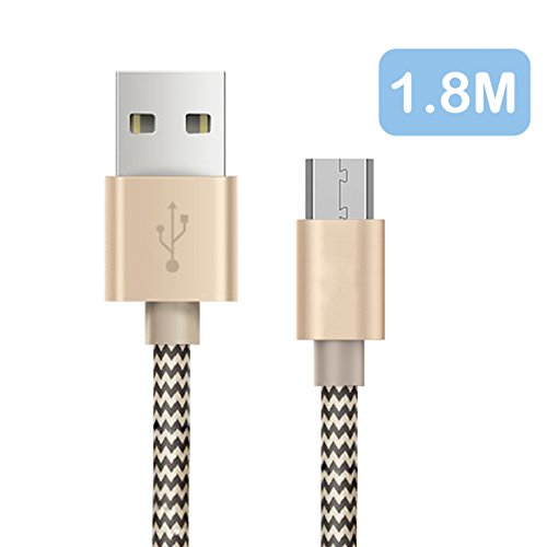 OTISA 1.8m Nylon Micro USB auf USB Kabel High Speed USB 2.0 Datenkabel für Android Smartphones Samsung /HTC / Nokia/ LG