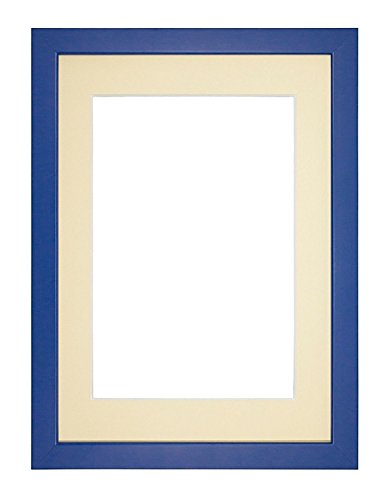 Memory Box Rainbow Premium Wood Range Photo frame/picture frame/poster frame with Bespoke Mount and Real Glass - Blue Frame with Ivory Bespoke Mount - 12"x10" for 10''x8 pictures
