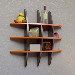 QBISTARO Globe Shape Wall Shelf Tier Rack Wall Mounted Shelf for Home Decoration Storage Kids Living Drawing Room Office Home Decor (Orange & Brown)