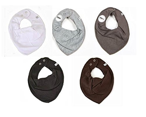 Pippi 5er Set Baby Dreieckstuch Halstuch Lätzchen WEISS - GRAU - SCHWARZ