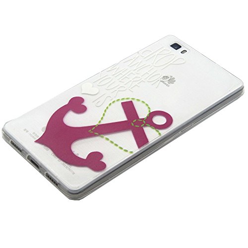 P8 Lite Hülle , Cozy Hut TPU Case Silikon Hülle für Huawei P8 Lite Kratzfeste Plating TPU Handyhülle Schale Etui Protective Case Hülle Gummi Bumper Cover Schutz Schale Siliconcase Silikon Tasche Schutzhülle für Huawei P8 Lite – Rosa Anker - 2