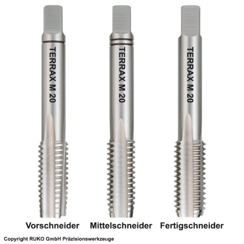 TERRAX by RUKO Handgewindebohrer Satz DIN 352 Geschliffen M20 - 2