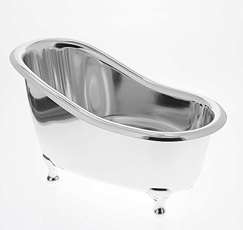 Badezubehör Französisches Kaiserin-Bad auf Füßen Nostalgie Aufbewahrung in Badewannen Schale, Silber - 2