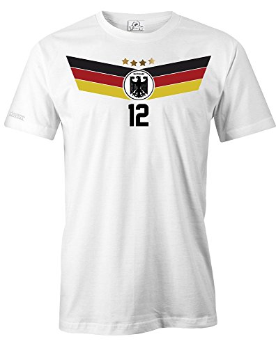 DEUTSCHLAND FAN T-SHIRT EM 2016 – WUNSCHNAME und NUMMER – HERREN – T-SHIRT in Weiss by Jayess Gr. L