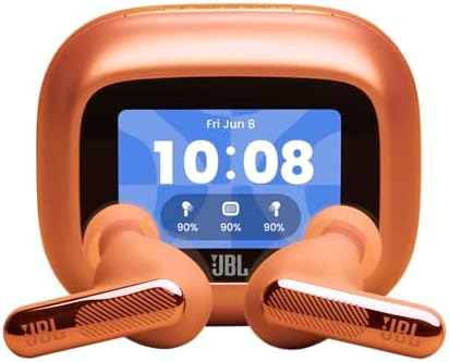 JBL Live Beam 4, Auricolari Wireless con Cancellazione Adattiva del Rumore, Bluetooth, Autonomia di 48 Ore, Impermeabilità IP55, Smart Charging Case, Arancione
