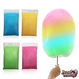 Premium Zucker für bunte Zuckerwatte mit Geschmack | 4x200g - Apfel - Blaubeere - Banane - Bubble Gum | Perfekt für jede Zuckerwattemaschine geeignet | 800 Gramm gesamt