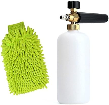 Rise Long 1/4" Quick Connector Adjustable Pressure Washer Car Wash Snow Foam Lance, Foam Cannon with Wash Mitt (Bottle/Mitt)