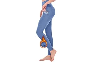 Zzkouine Pantaloni da Yoga per Donne Leggings Termici Leggings Foderati in Pile con Tasche Leggings Invernali a Vita Alta Resistenti all'Acqua