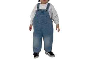 Boodtag Unisex Baby Cotton Dungarees Jeans Toddler Girls Boys Denim Overalls Sleeveless Kids Striped Button Jumpsuit Bib Pants One Piece Trousers