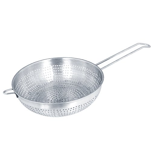 In acciaio inox scolapasta con finitura spazzolata da Kosma - Maglia Fine colapasta con manico lungo, dimensione 22cm | Cibo succhieruola