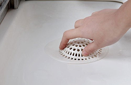 Joyoldelf Abflusssieb Abflußsieb Haarsieb für Duschen, Gummi, Weiß - 5