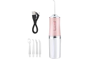 FiTspi Hydropulseur dentaire sans fil pour le nettoyage des dents - 3 modes de pression - 4 jets - Étanchéité IPX7 - 220 ml