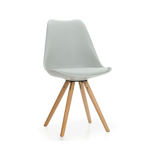 Mmilo Set Of 4 Tulip Dining Chair Star Shaped Wood Legs With Cushioned Contemporary X4 (Light Grey)
