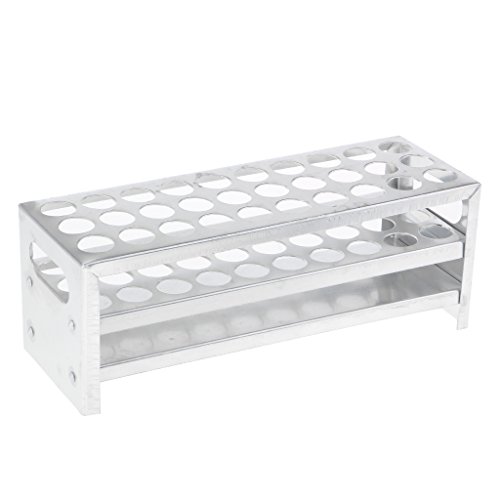 MagiDeal 30/40/60 Holes Aluminum Test Tubes Rack Storage Holder Stand For 18mm Tubes Lab Party Supplies - Silver, 30 Holes