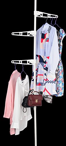 Preisvergleich Produktbild Kleiderständer Kleiderstange Teleskop Regal Garderobenständer Wäscheständer Spannstange höhenverstellbar von 160 bis 290 cm, Weiß, BZ4119