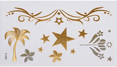 Gold Silver | Metallic Jewelry Flash Tattoo Stickers X-009, 15x9cm