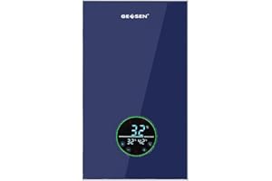 GEESEN Upgrade Tankless Water Heater Electric 9KW 240V, On Demand Instant Endless Hot Water Heater with Self Modulates to Save Energy Use (Blue)