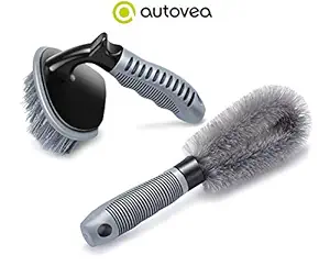AUTOVEA Universal Car Wheel Rim Cleaning Combo Pack of 1 x Alloy Wheel Cleaning Brush and 1 x Tyre Brush Washing Tool | Rim Cleaner for Your Car, Motorcycle, Bicycle, Truck, Tempo, Auto Rickshaw