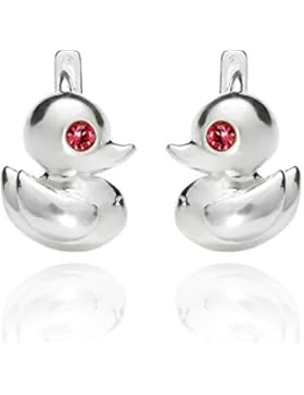 butterfly Mädchen Silber-Ohrringe Sterlingsilber 925 pink Swarovski Elements original Ente Satin-Beutel, Geschenk...