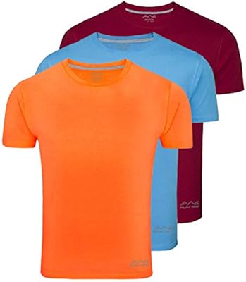 AWG Men's Dryfit Polyester Round Neck Half Sleeve T-shirts - Pack of 3