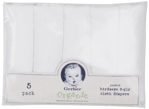 Gerber Organic Birdseye Prefold Cloth Diaper - White