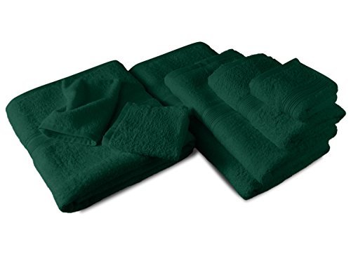 Packs zum Sparpreis - solide Frottiertücher - erhältlich in 18 modernen Farben und 8 verschiedenen Größen, 2er Pack Duschtücher (70 x 140 cm), dunkelgrün