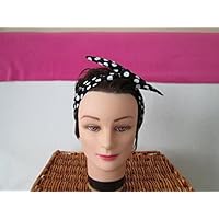 Bandeau vintage rigide à nouer noir à pois blanc