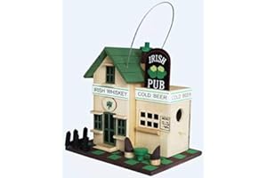 PRICECRUNCHERS ARBORIA Irish Shamrock Cottage Pub Irish Souvenir birds house, Wooden Bird Houses Birdbox Nesting Box Feeder Robin Sparrow Hanging Boxes Ireland (Irish Pub)