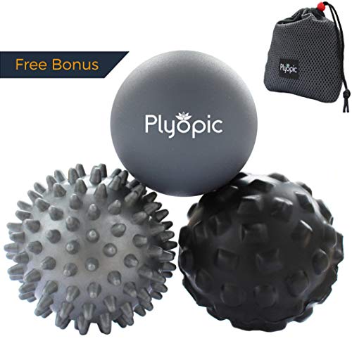 Plyopic Balles de Massage Lot de 3 Boules Haute densité pour Le Relâchement Myofascial, Fasciite Plantaire, Crossfit Mobilité et l'automassage des Trigger Points: Dos, Nuque, Jambs, Pied etc