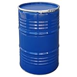 Tonneau, baril, fût métallique Bleu avec couvercle 213 L (23031)