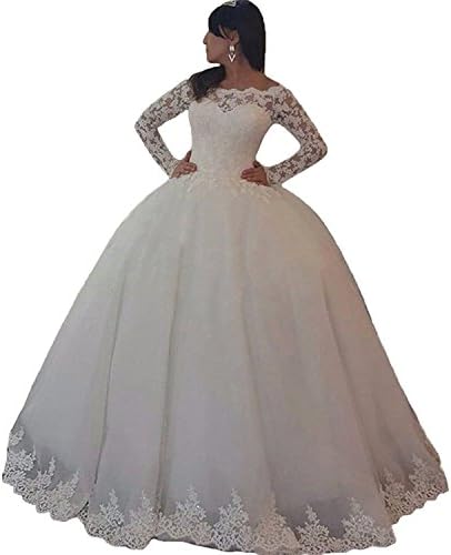 WDH Dress New 2018 Lace Ball Gown Wedding Dress With Long Sleeves Bride Wedding Gown 26