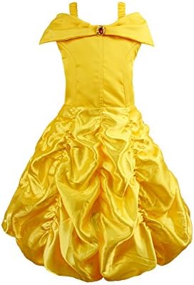 Jimilaka Little Girl's Princess Belle Costume Party Dress up (Yellow, 8 Years)