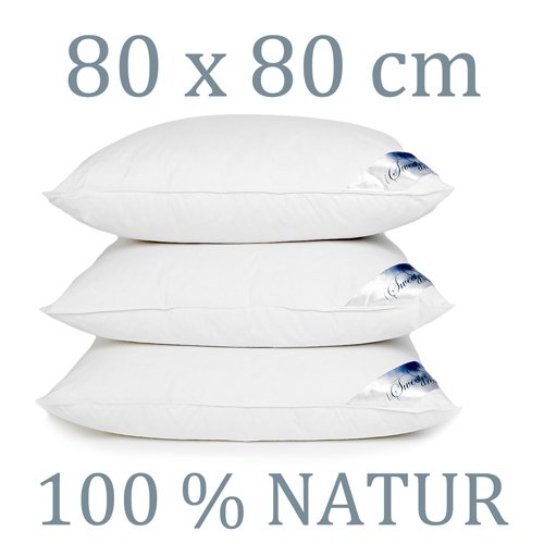 Kopfkissen 80×80 cm Daunen 100 % Natur Kissen Füllung 1400 Gr. Gänsedaunen - 3