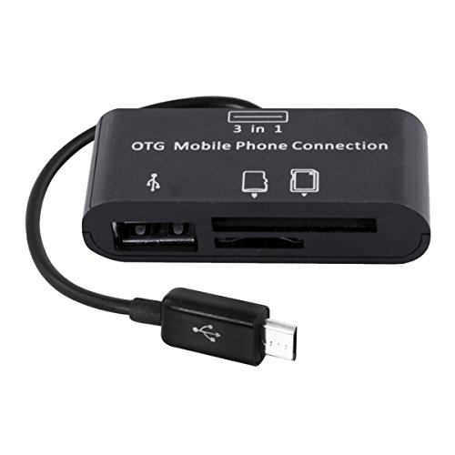 kwmobile 3in1 Micro USB OTG Kabel Adapter für Amazon Kindle Fire HD 7 (2014) – Card Reader Tablet Kartenleser Anschluss für USB 2.0 / SD Karte / Micro SD Karte in Schwarz - 2