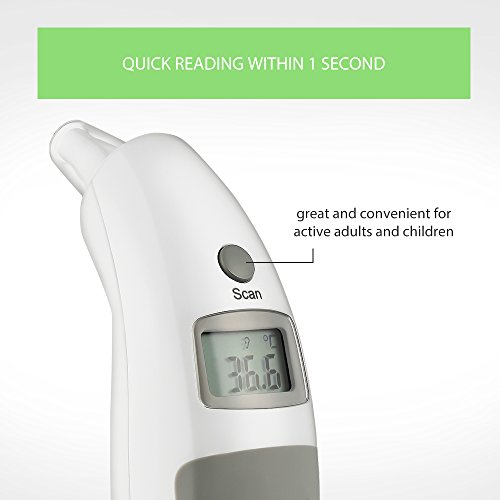 AVANTEK Ohrthermometer mit Hygienischen Sondenschutzhüllen, Hochpräzises Fieberthermometer, schneller Anzeige innerhalb von einer Sekunde - 5