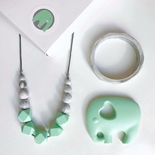 Mama Knows Silicone Teething Necklace Gift Set - Freya Mint